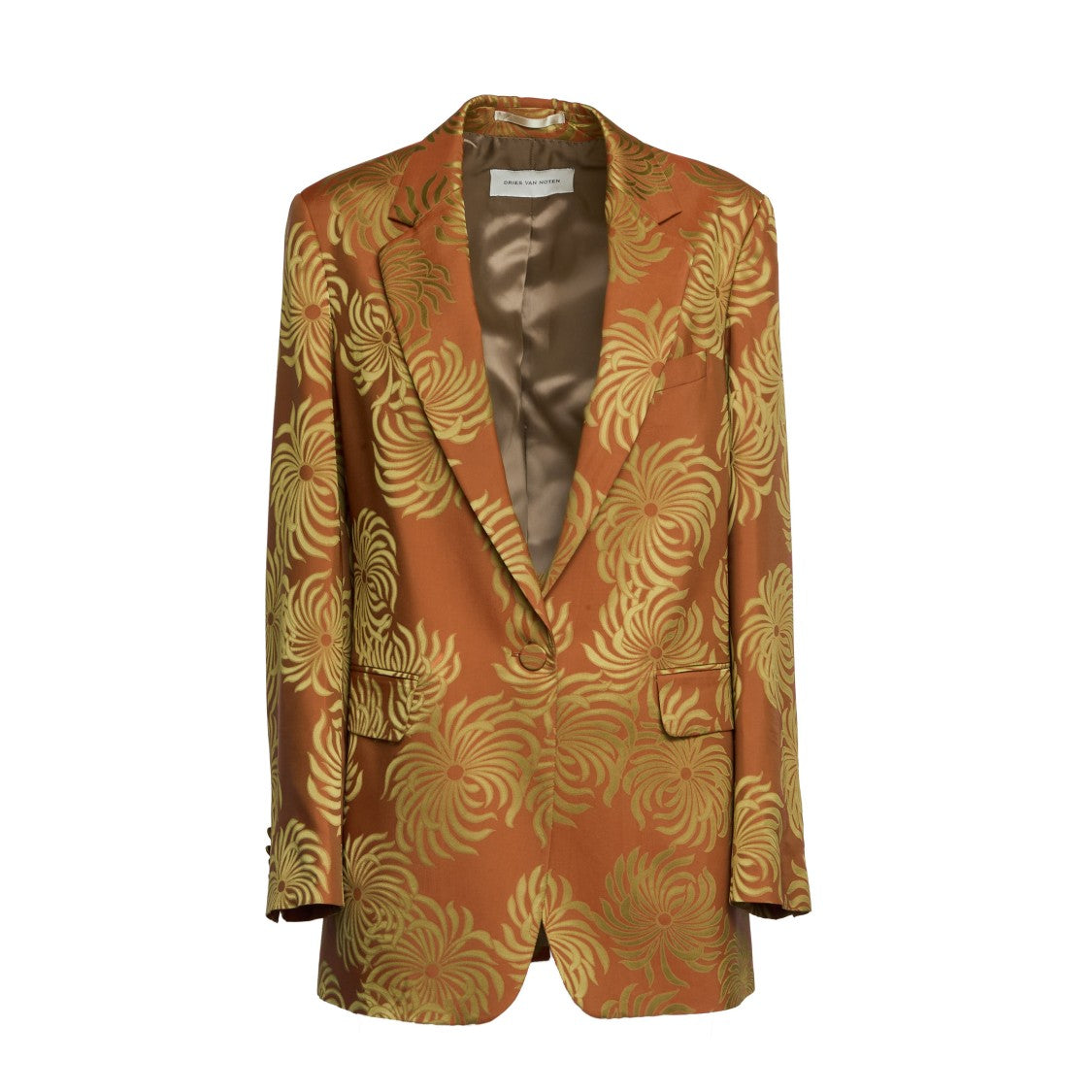 Dries Van Noten Single-Button Floral Jacquard Blanchet Jacket