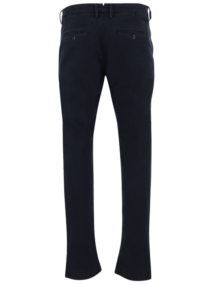 Jacob Cohen Navy Tailored Slim-Fit Stretch Cotton-Blend Formal Pants