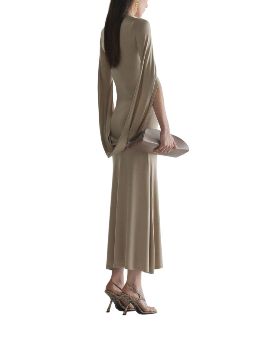 Mugler Brown V Neck Sleeveless Knit Dress