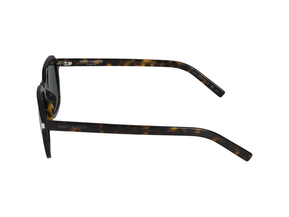 Saint Laurent Havana Slim Square Frame Tortoiseshell Sunglasses