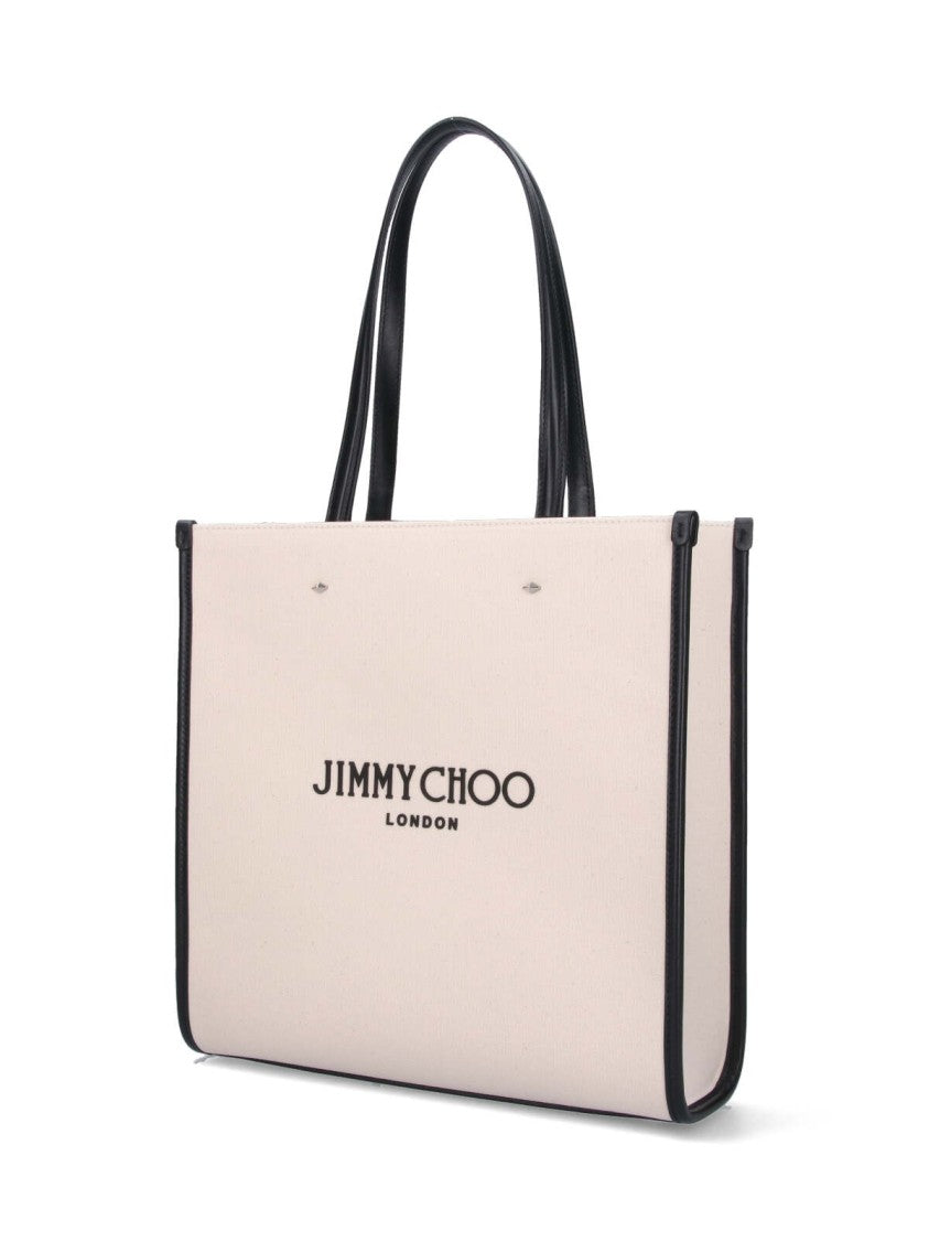 Jimmy Choo "N/S" Medium Canvas Tote – Beige