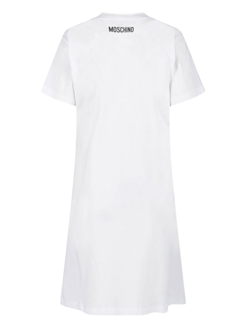Moschino White Smiley Print Cotton Mini Dress