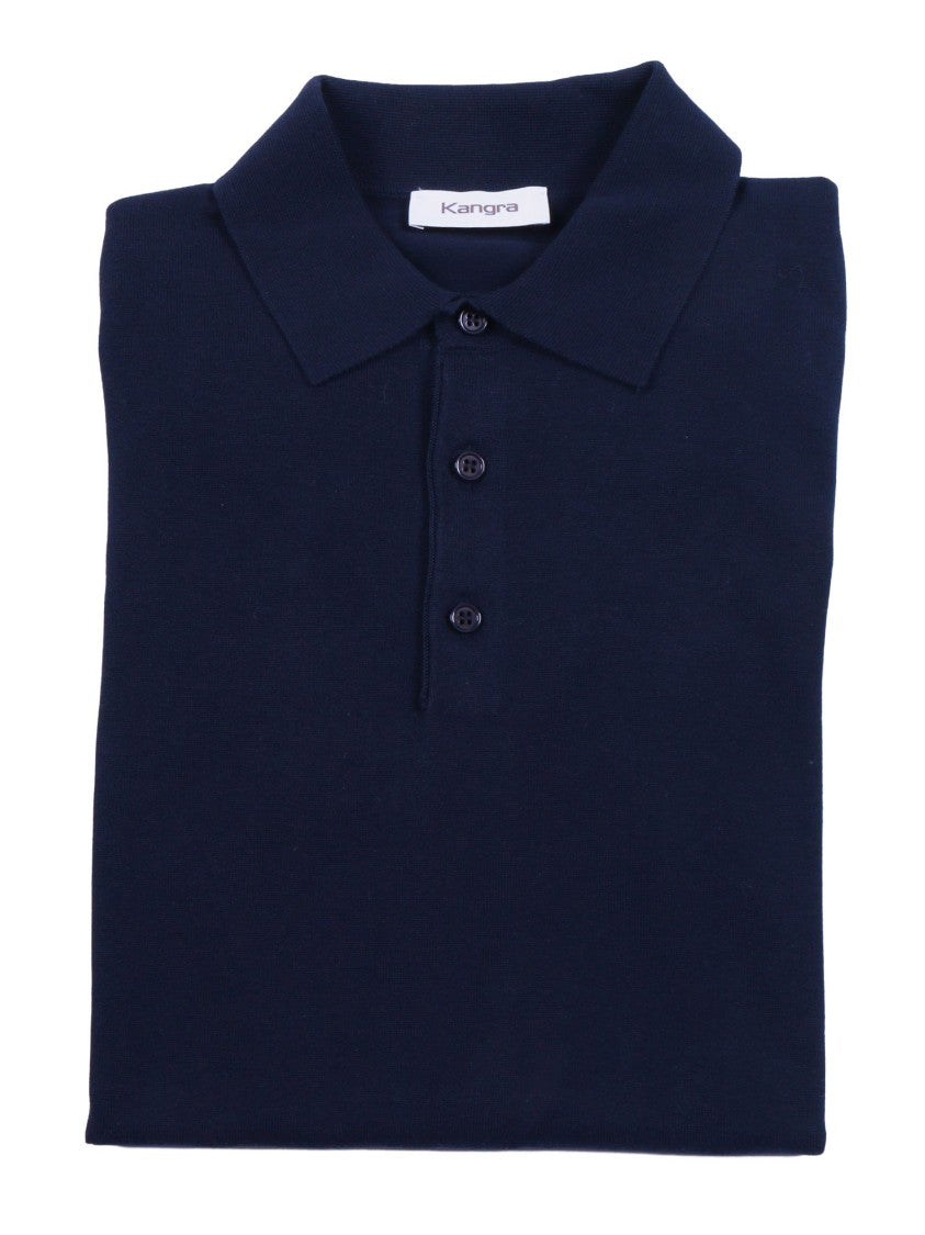 Kangra Cashmere Blue Classic Smooth Polo Shirt