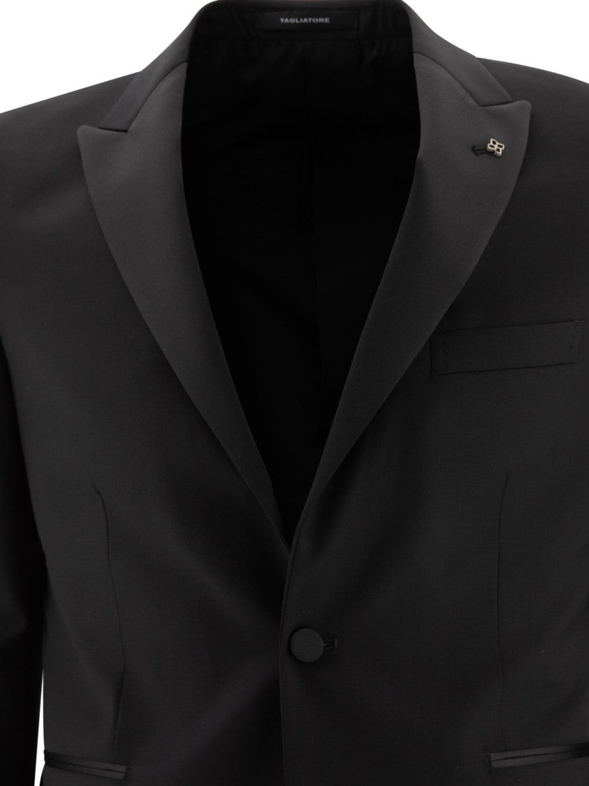 Tagliatore Tailored Black Suit With Notched Lapel