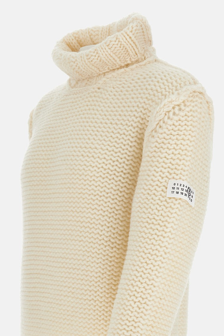 Mm6 By Maison Margiela Knit Turtleneck Sweater With Logo Patch