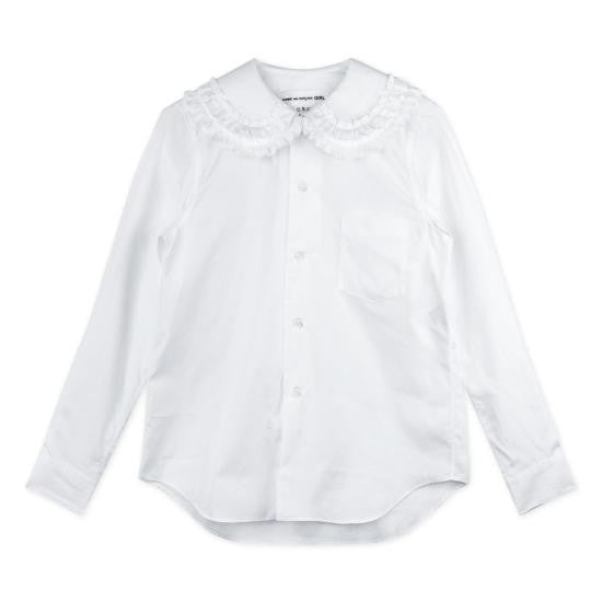 Comme Des Garçons Ruffled Collar Button-Up Blouse In Soft Cotton