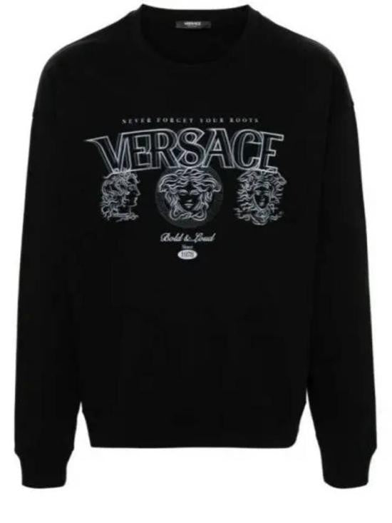 Versace Long-Sleeve Black Graphic Print Sweatshirt With Medusa Motifs