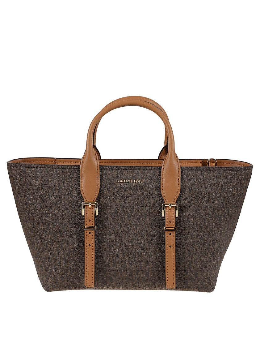 Michael Kors Structured Brown Lamb Leather Shoulder Bag