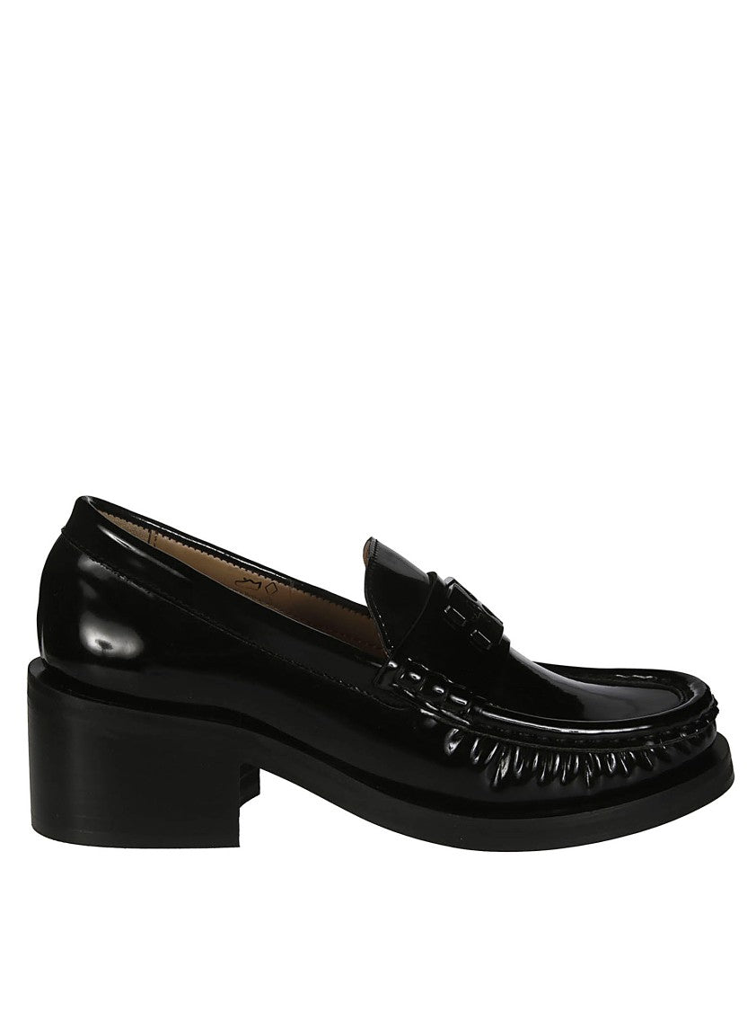 Ganni Medium-Heeled Leather Moccasin