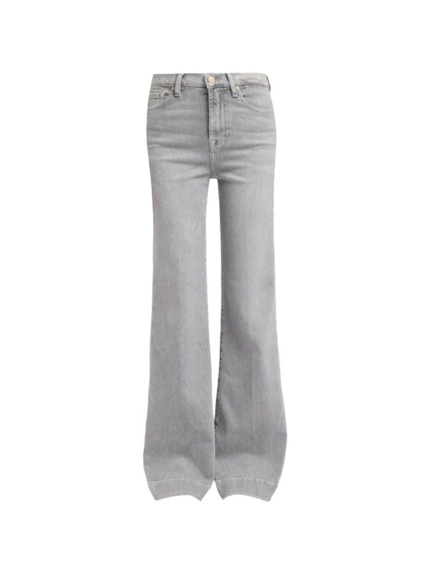 7 For All Mankind Grey Faded Flared Denim Five-Pocket Jeans