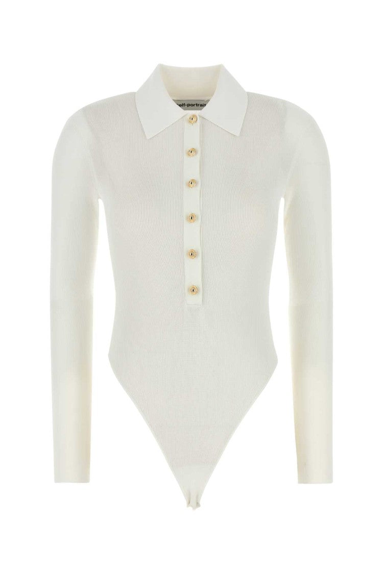 Self-Portrait White Viscose Bodysuit