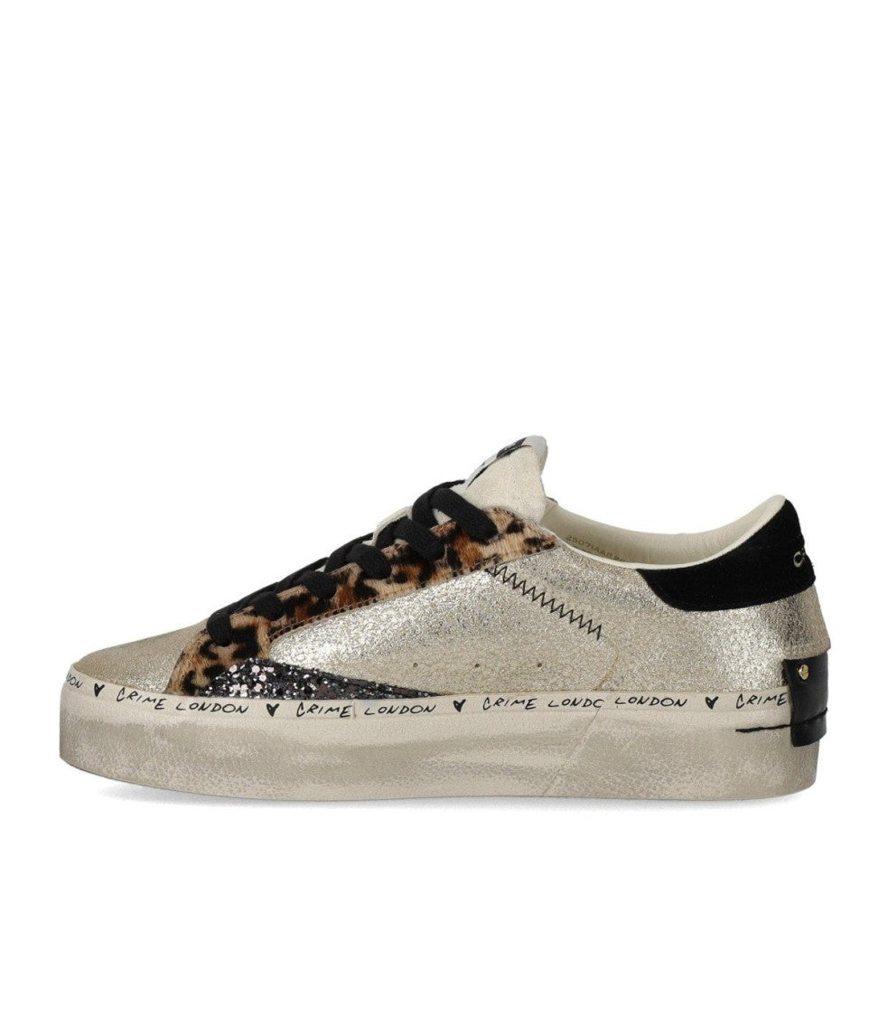 Crime London Distressed Platform Gold Sneaker
