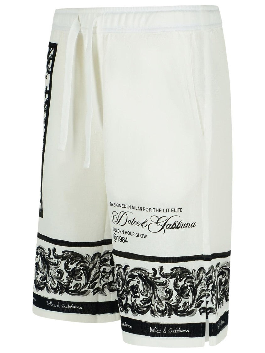 Dolce & Gabbana Maiolica' White Cotton Bermuda Shorts