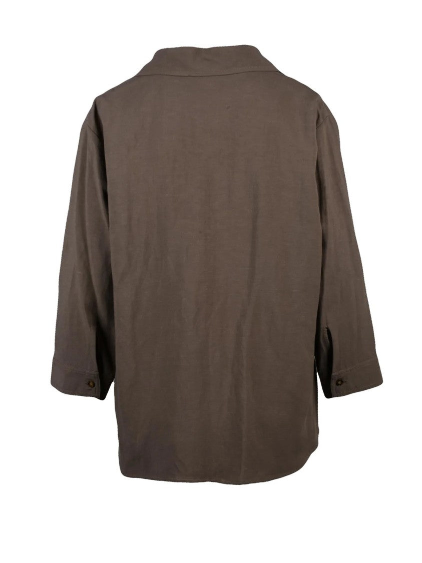 Black 961 Brown Viscose Linen Shirt