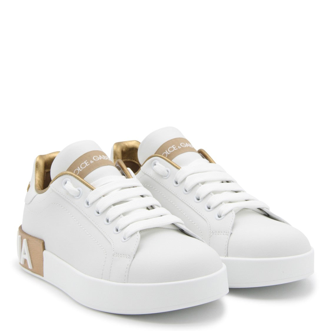 Dolce & Gabbana White Leather Portofino Sneakers