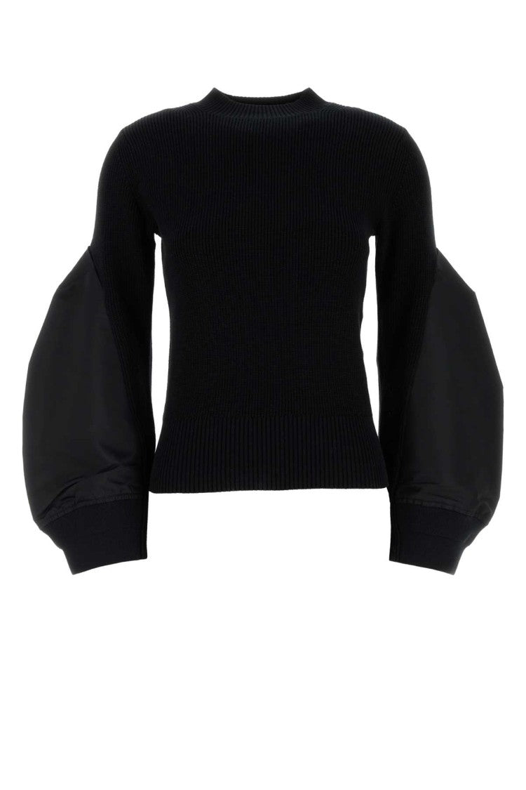 Sacai Black Cotton Blend Sweater