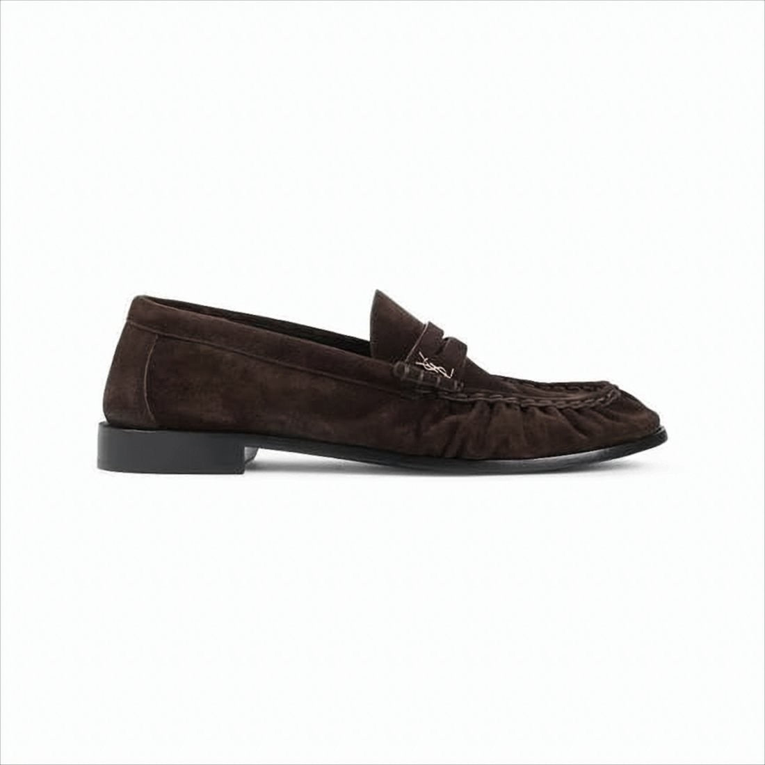 Saint Laurent Classic Brown Loafers With Gathered Detailing