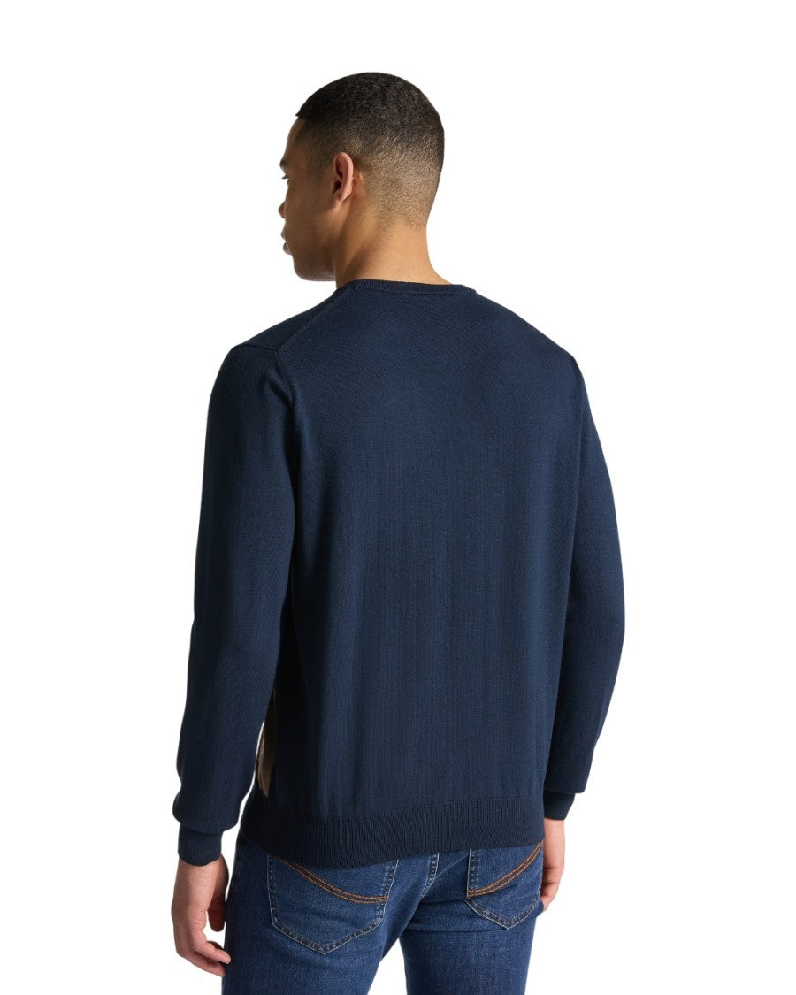 Harmont & Blaine Color-Block Crew Neck Sweater In Navy