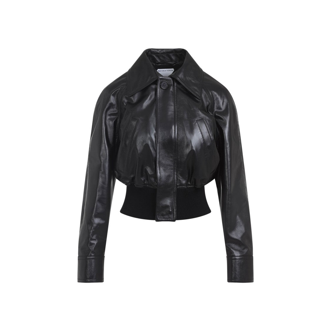 Bottega Veneta Cropped Black Lamb Leather Jacket
