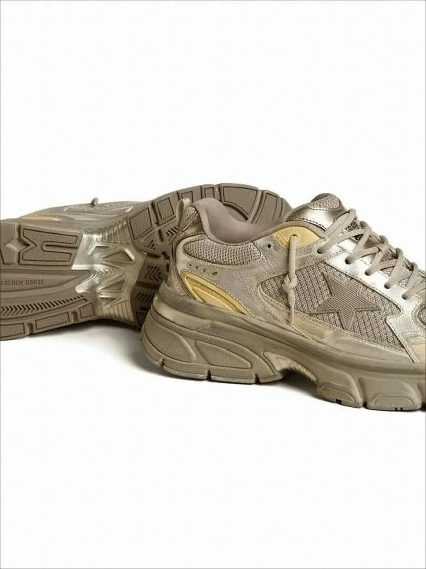 Golden Goose Neutrals Sneakers With Textured Star Detail