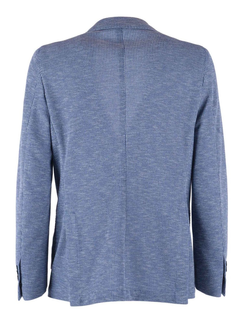 Breras Textured Blue Notch Blazer