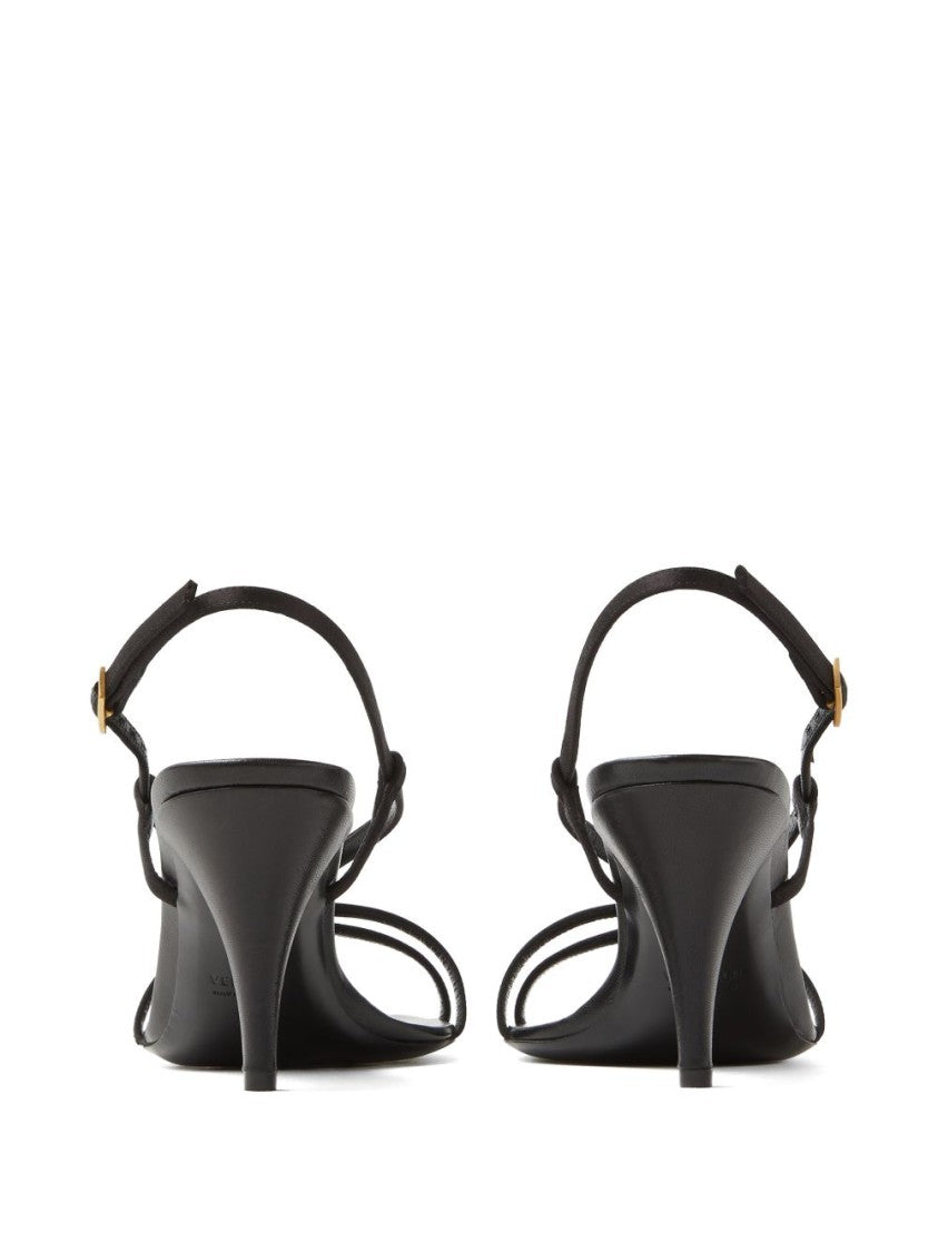 Versace Minimalist Silk And Nylon Sandals With Gold Emblem