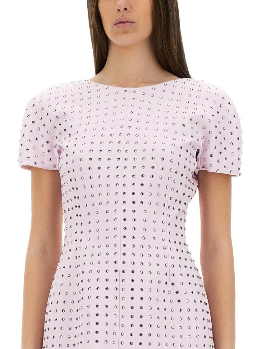 Sportmax Fitted Mini Dress With Rhinestone Embellishments