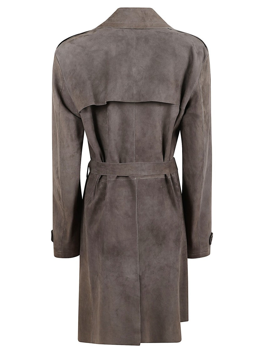Salvatore Santoro Earth-Toned Suede Trench Coat