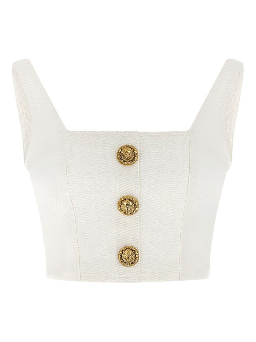 Balmain Beige Silk And Nylon Lightweight Top
