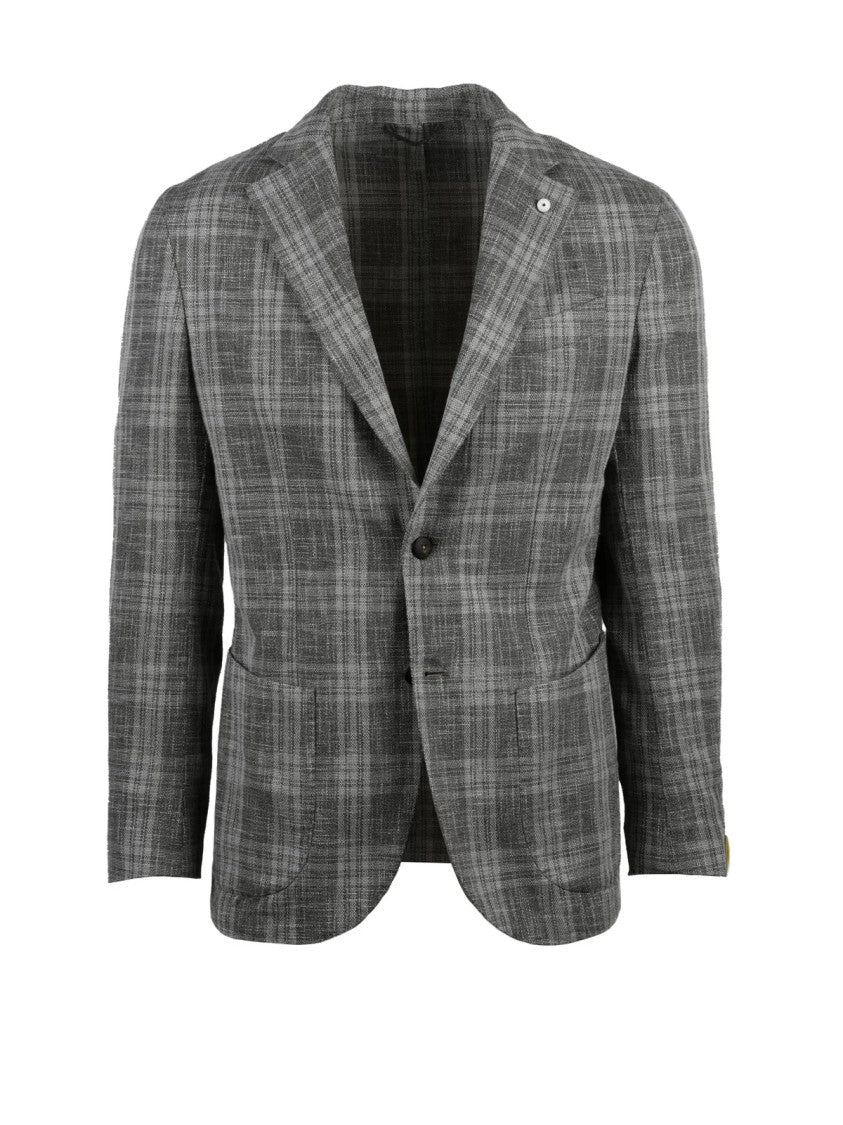 L.B.M. 1911 Grey Wool Cotton Polyamide Blazer Jacket