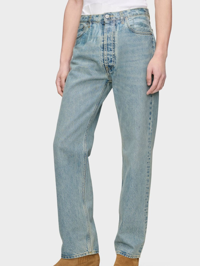 Maison Margiela Light Blue Sheer Tape Denim Straight-Leg Pants