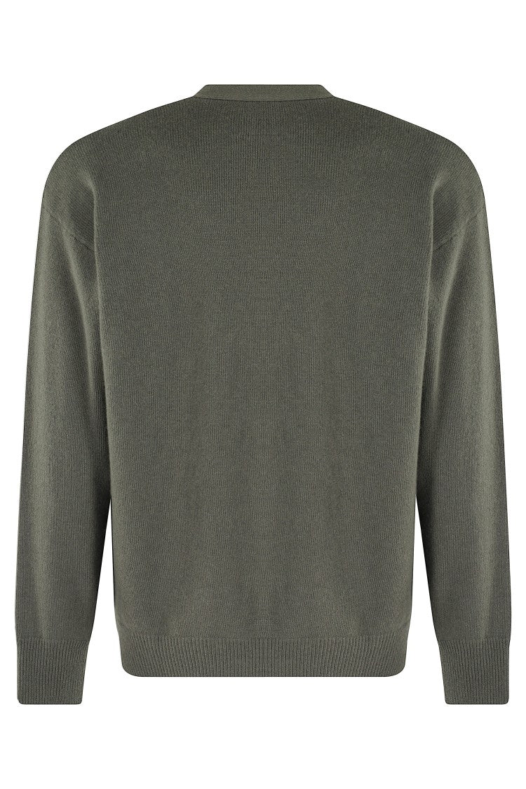 Roberto Collina Military Green V-Neck Cardigan