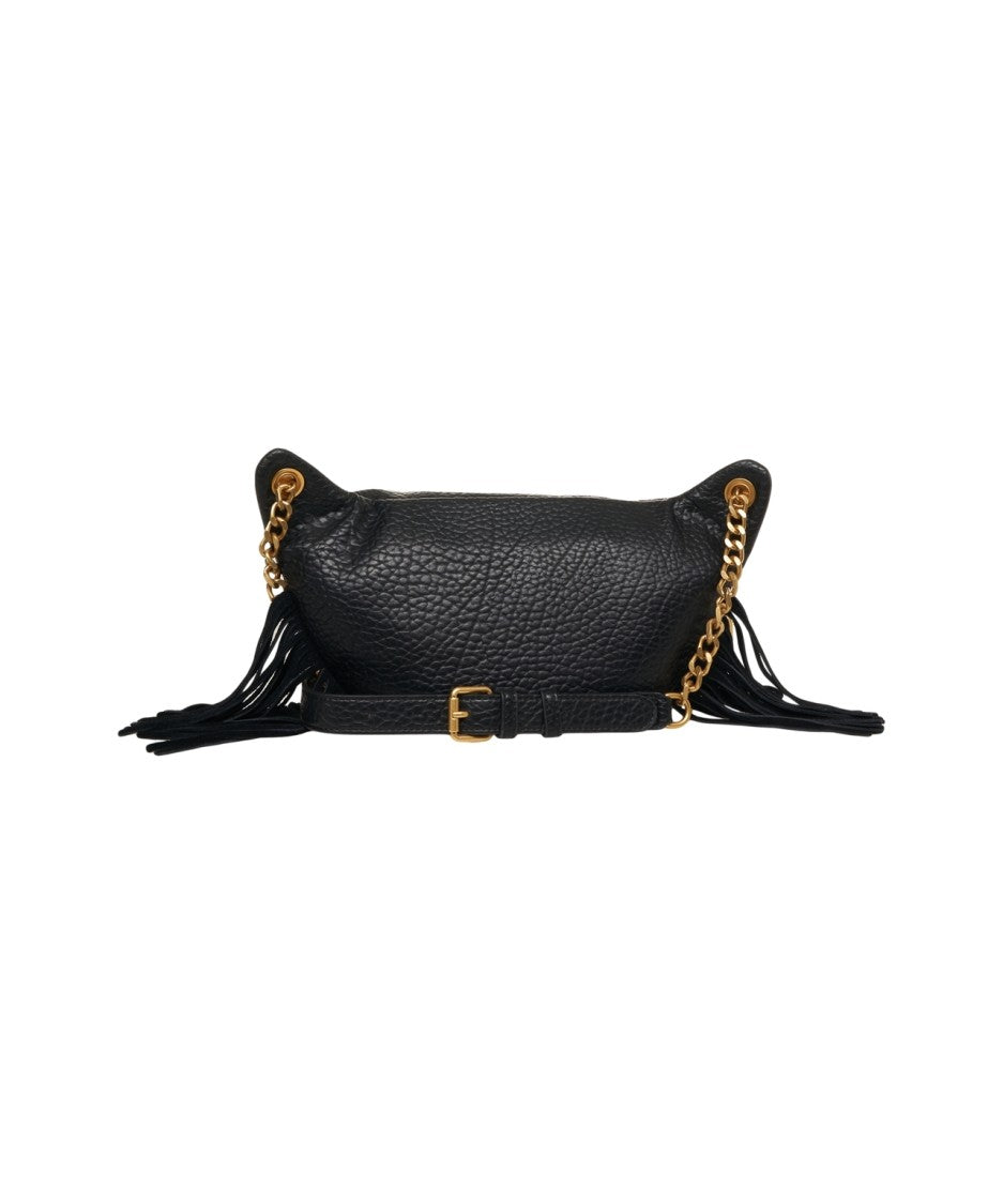 La Carrie Fringe-Detail Hammered Leather Belt Bag
