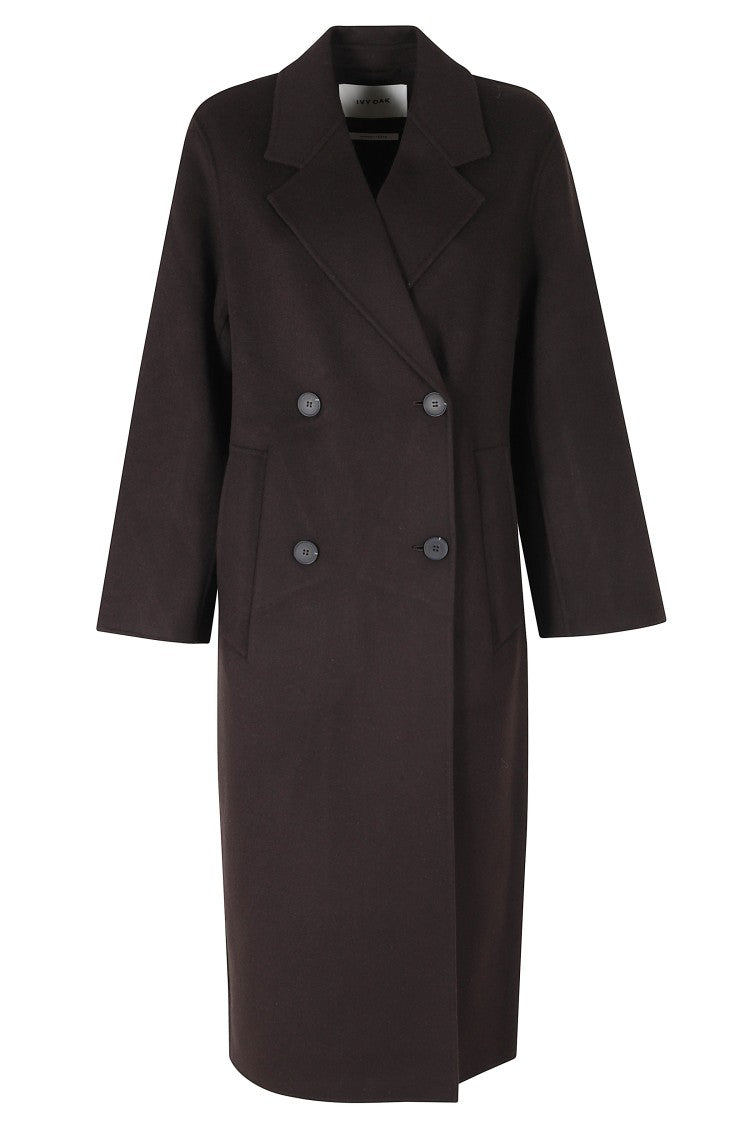 Ivy & Oak Brown Double-Breasted Medium Length Coat