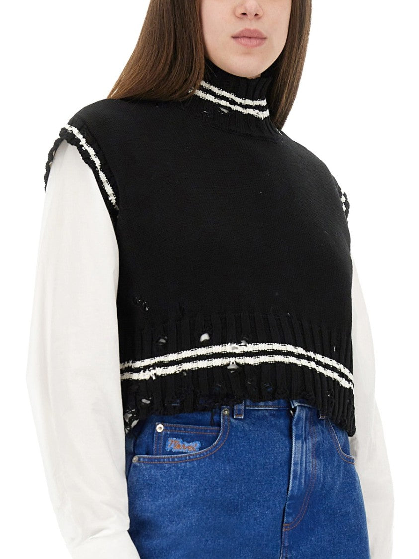 Marni Cropped Cotton Vest With Contemporary Design