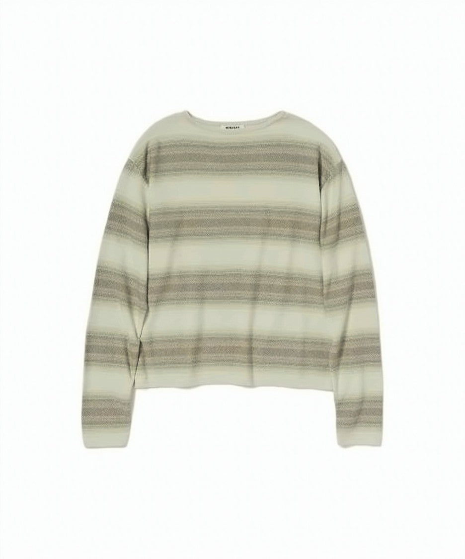 Auralee Multicolour Horizontal Striped Cotton Silk Sweater