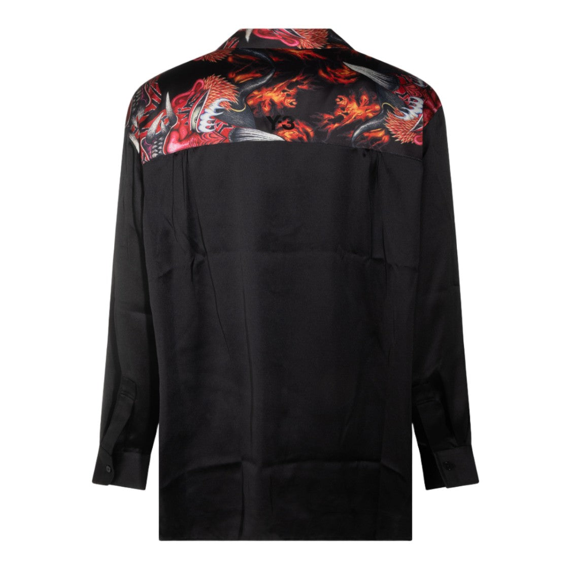 Y-3 Long-Sleeve Casual Shirt With Fiery Graphic Print