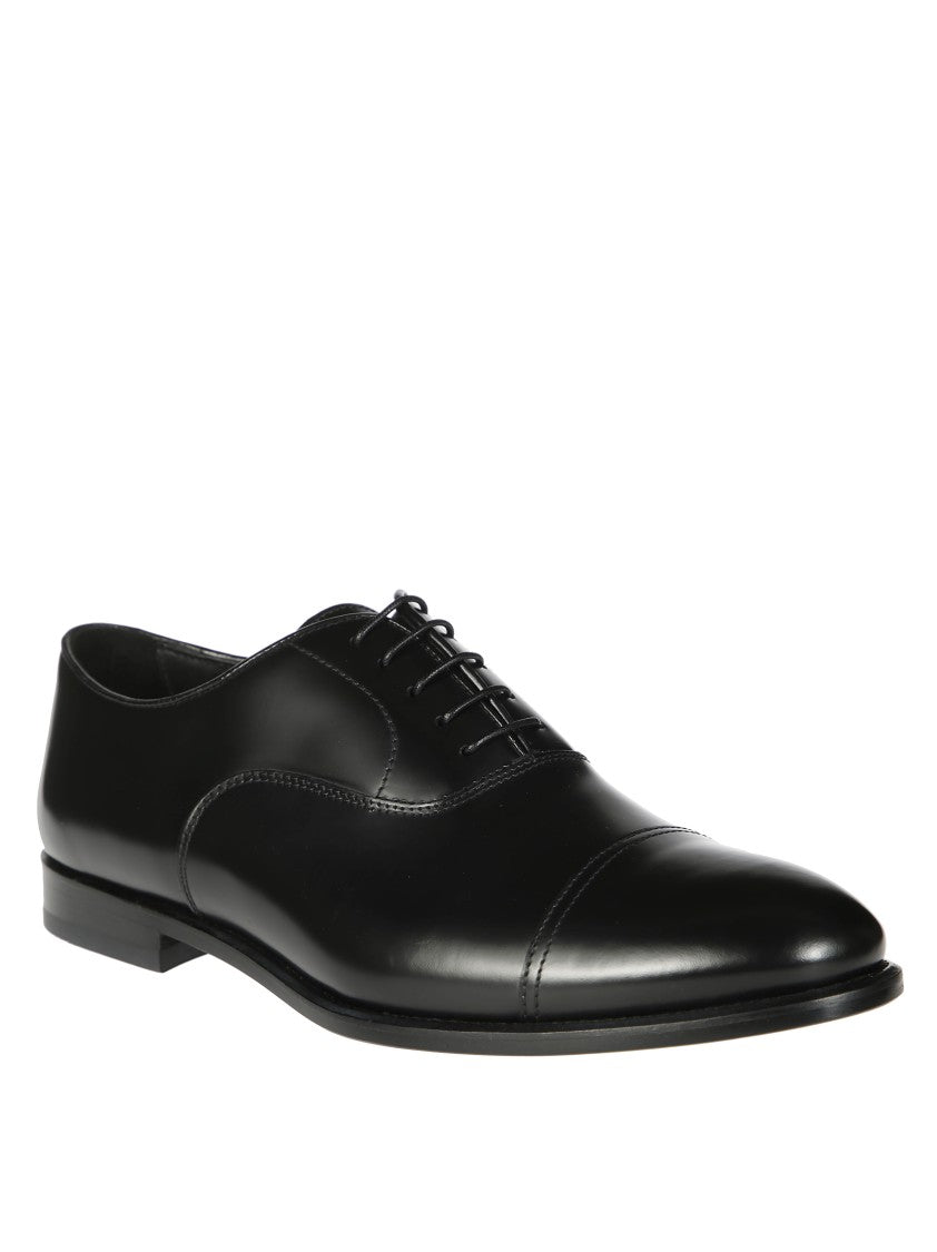 Doucal's Black Leather Oxford Shoes