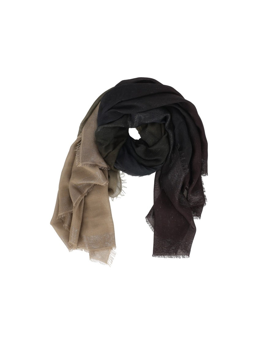 Faliero Sarti Gradient Earth Tones Scarf With Fringed Edges