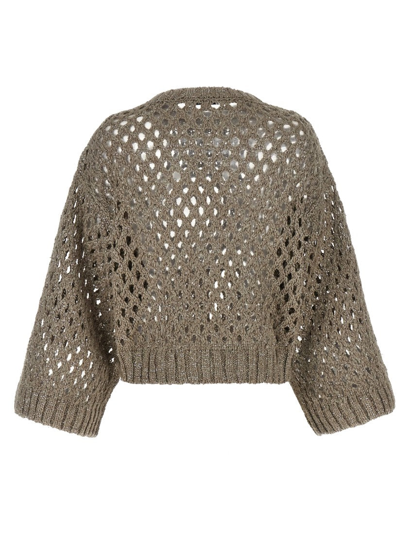 Brunello Cucinelli 'Rustic Dazzling Net' Cropped Sweater