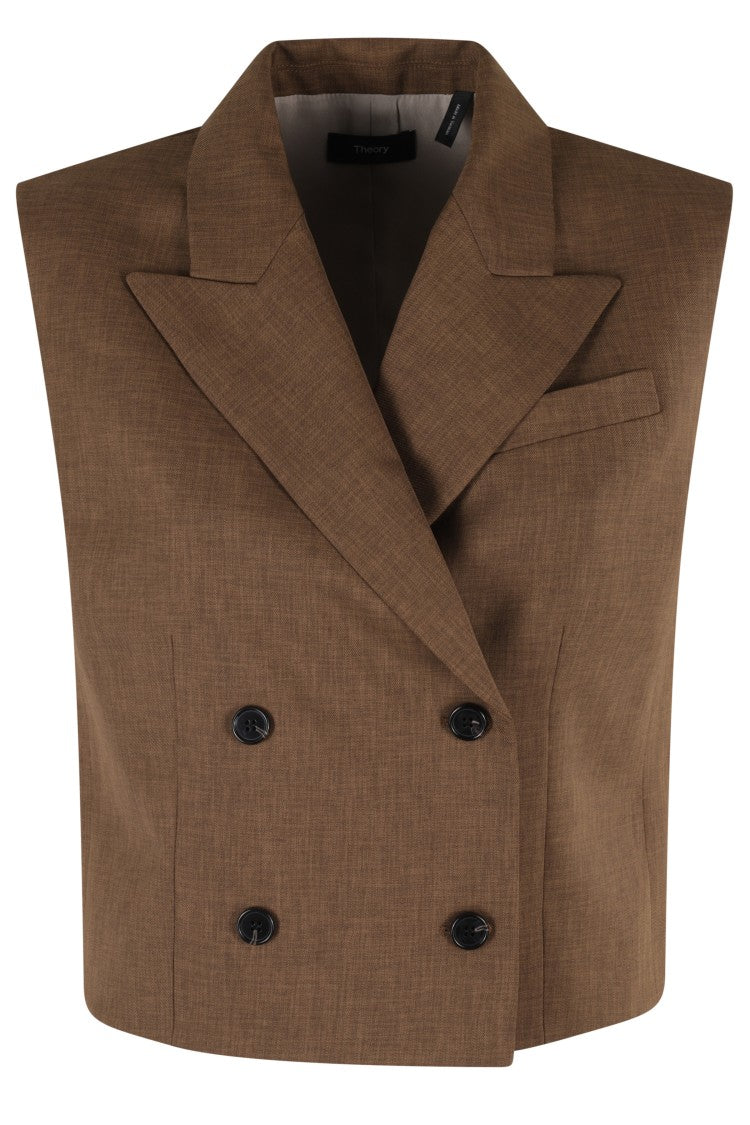 Theory City Twill Peak Double-Breasted Vest