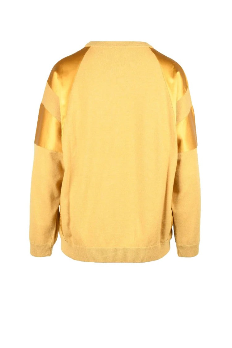 Brunello Cucinelli Cashmere Sweater With Satin Bands - Yellow