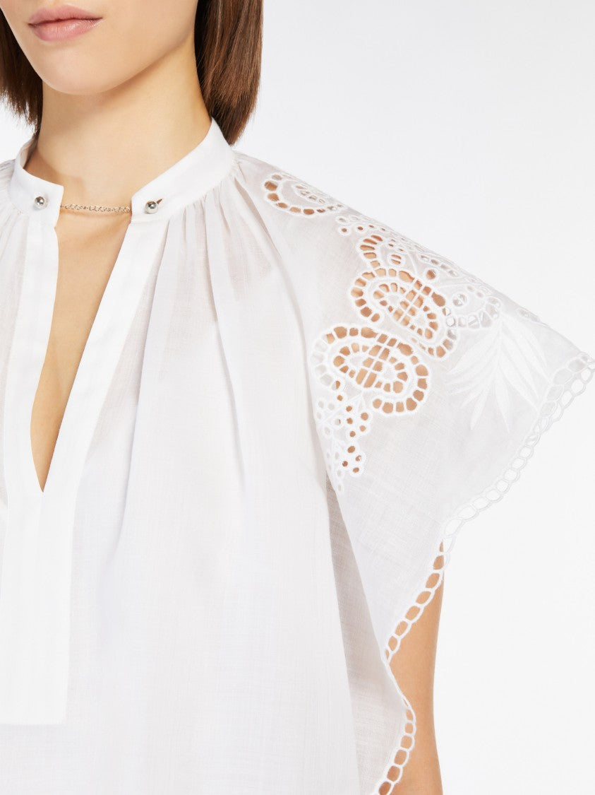 Max Mara Ramie Mini Dress With Mandarin Collar