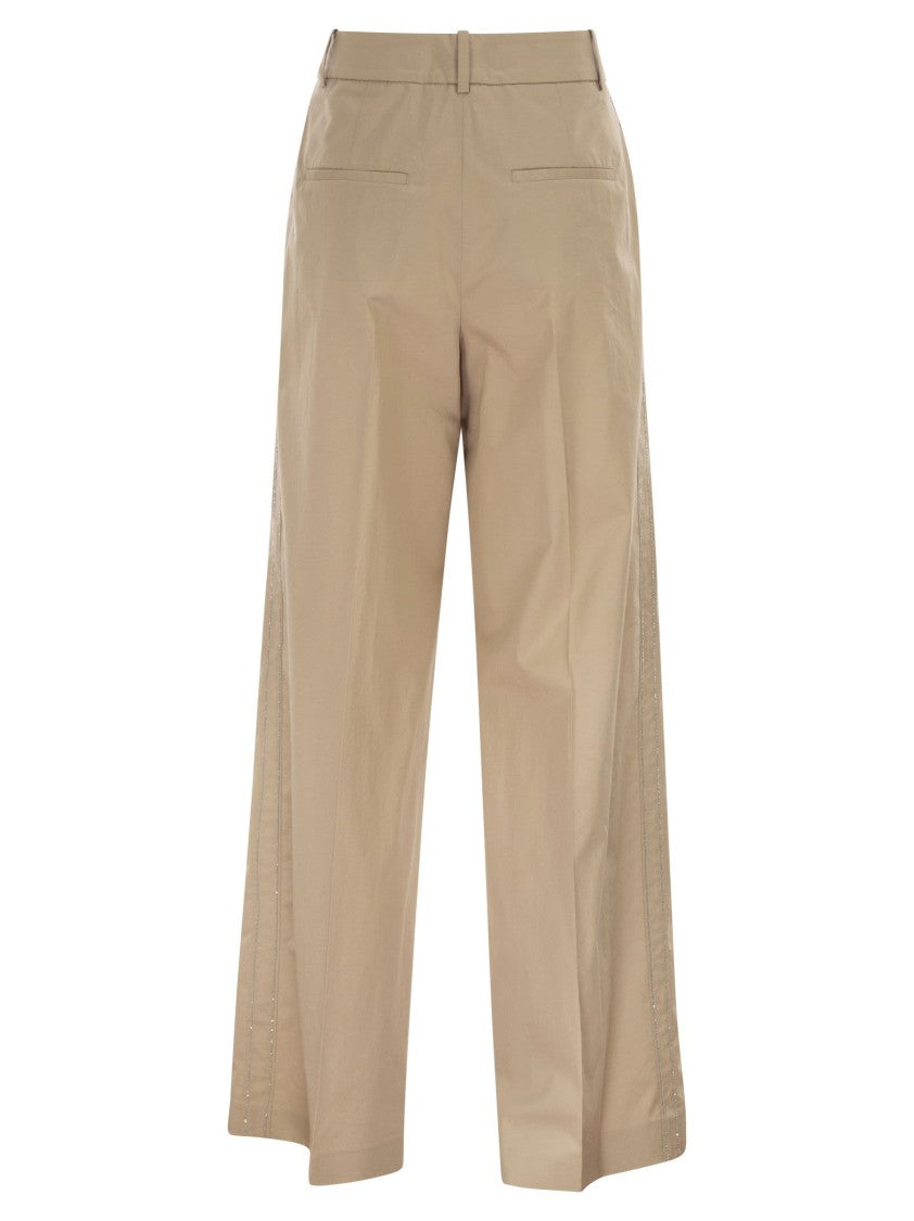 Peserico Tailored Trousers In Stretch Cotton With Pleats