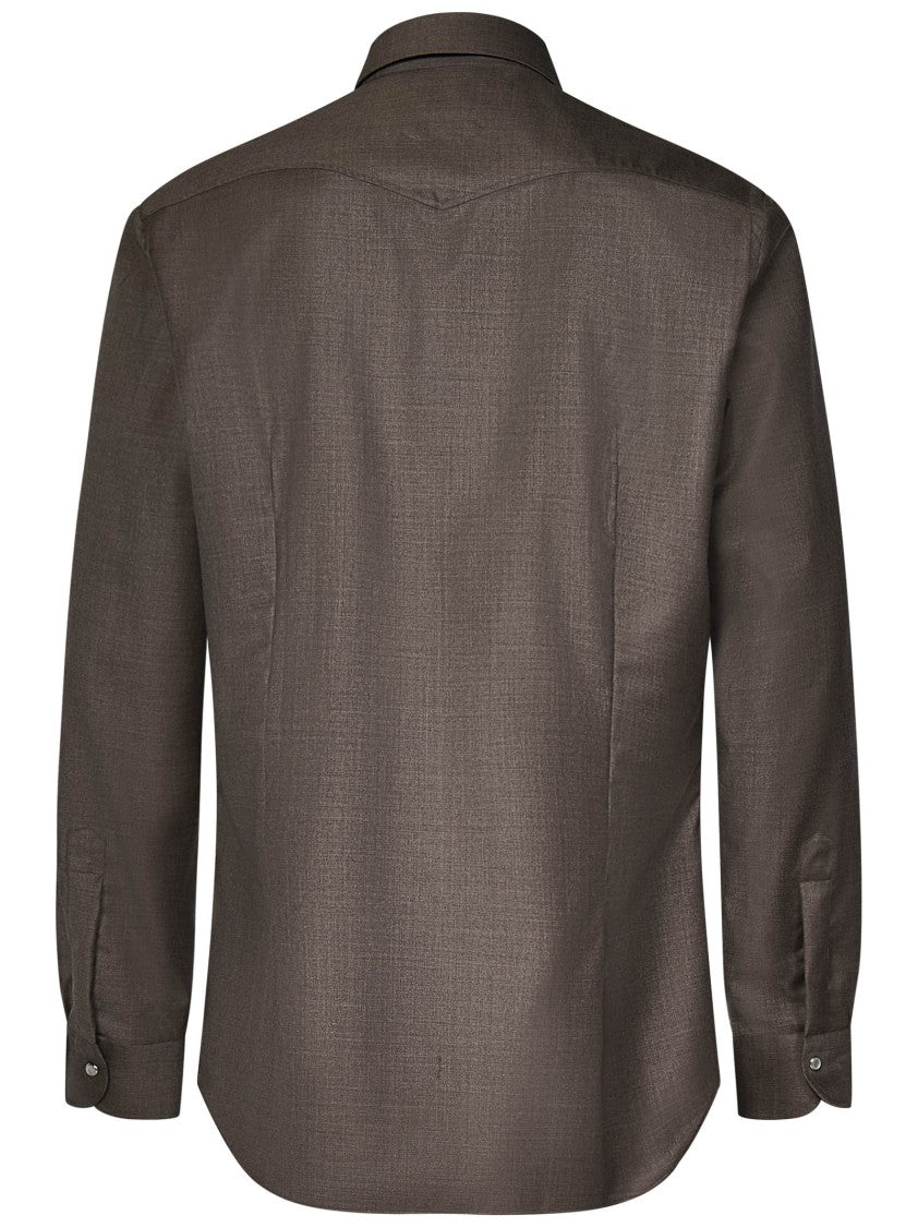 Franzese Collection Tailored Western Shirt In Virgin Wool