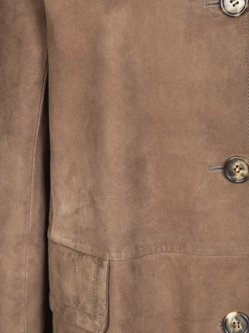 Max Mara Charm Cropped Flap Pocket Suede Jacket