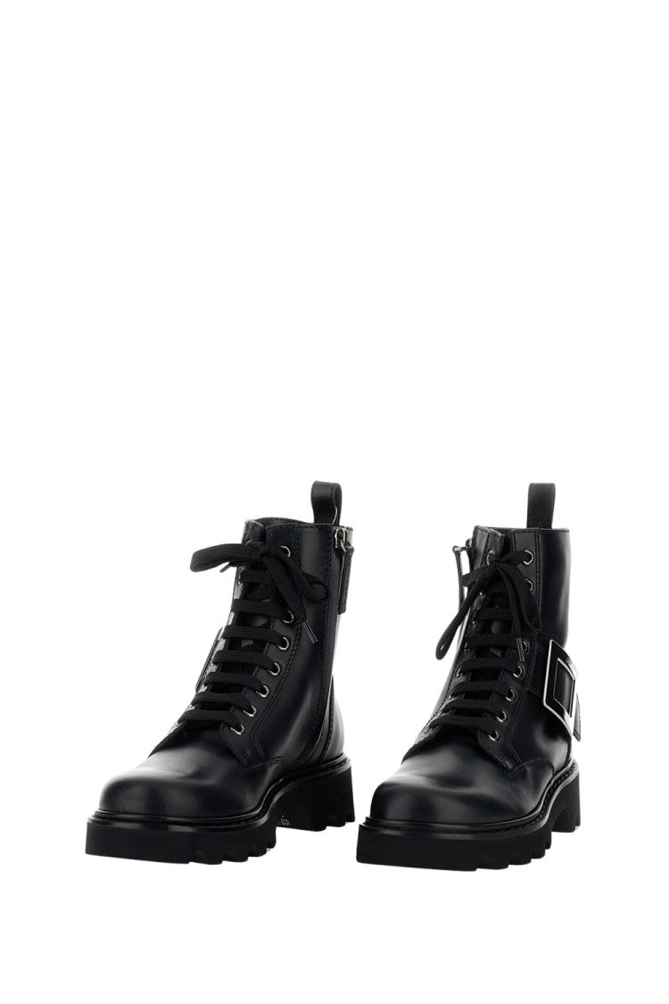 Roger Vivier Pointed Toe Black Boots With Sturdy Heel