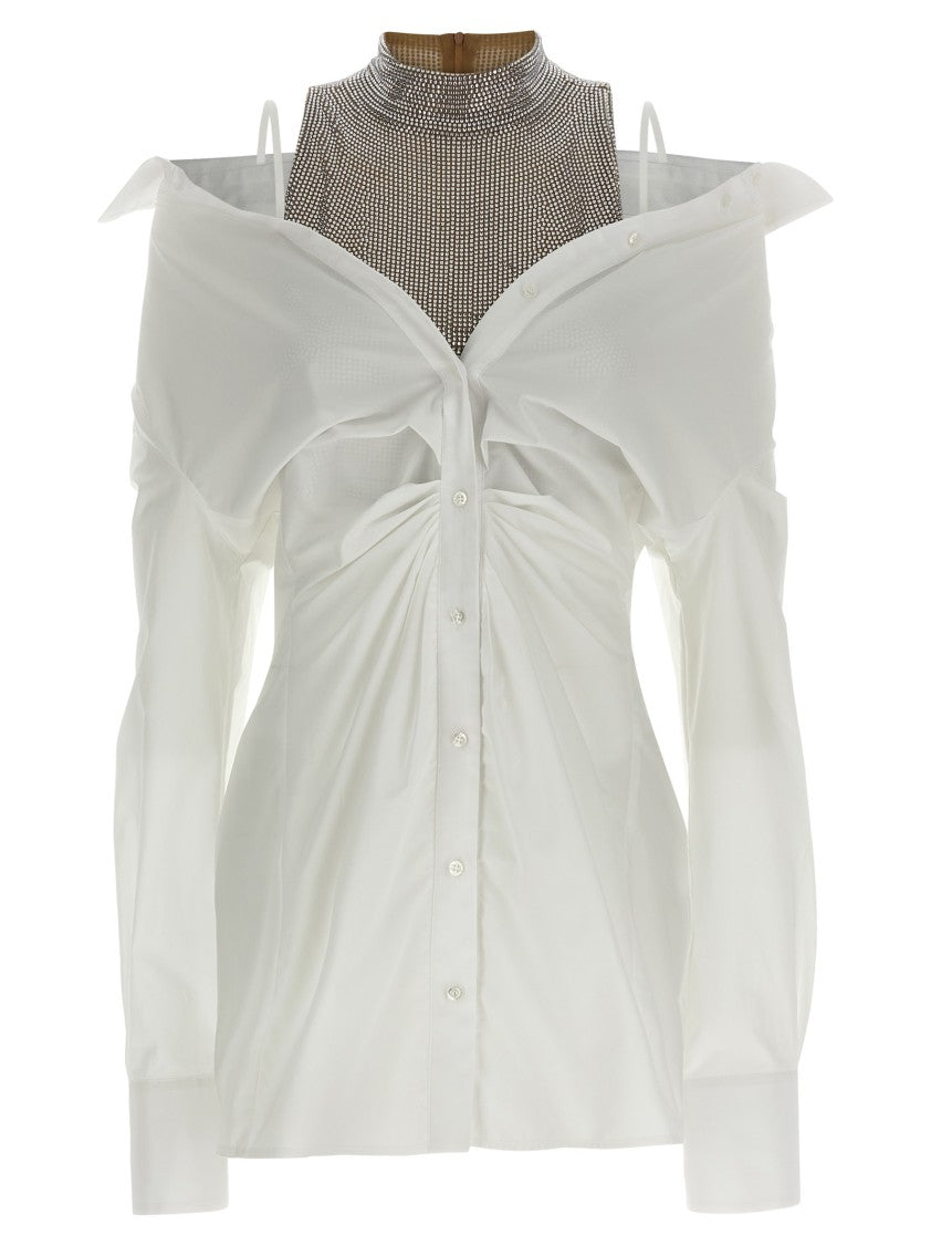 Giuseppe Di Morabito Rhinestone-Appliqué Mini Chemisier Dress With Crop Style