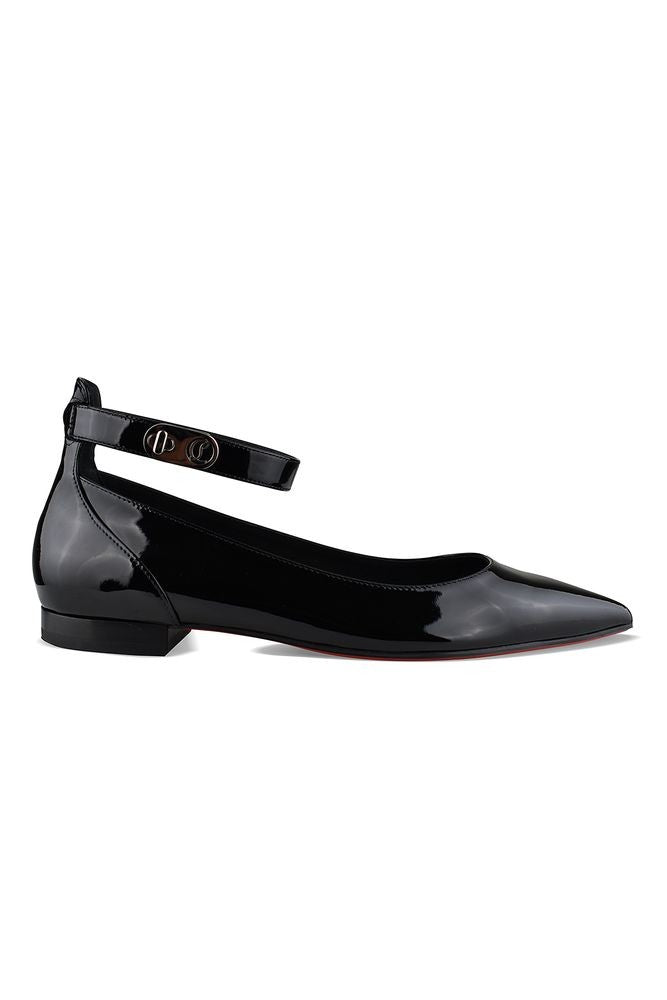 Christian Louboutin Pointed Toe Ballerinas With Ankle Strap