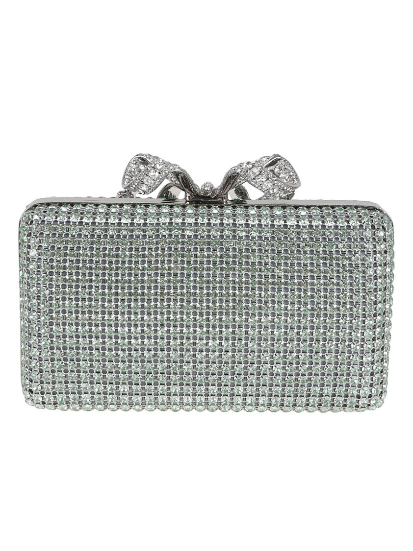 Self-Portrait Crystal-Encrusted Rectangular Clutch With Bow Clasp